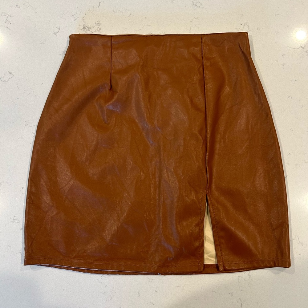 Windsor Brown Leather Skirt, Women’s S
